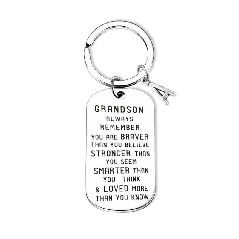 To My Grandson Granddaughter Gift Lettering Keychain