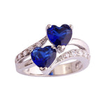 Double Heart Zircon Ring