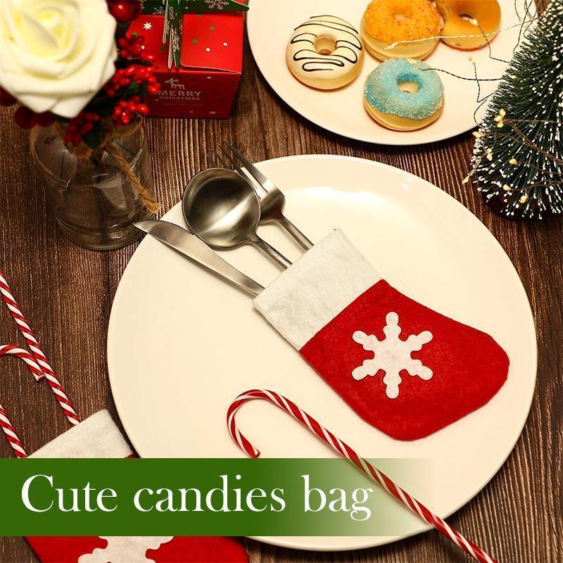 Mini Christmas Stockings Knife Spoon Fork Bag