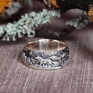 Wolf and She-wolf Paired Rings