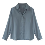 Women Solid Color Chiffon Shirts