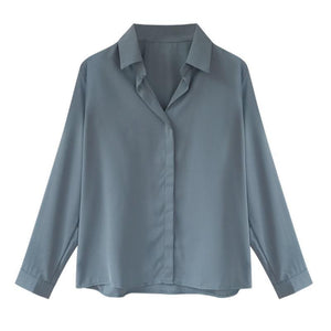 Women Solid Color Chiffon Shirts