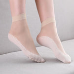 Silky Anti-Slip Cotton Socks Set