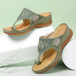 Embroidered Wedge Sandals