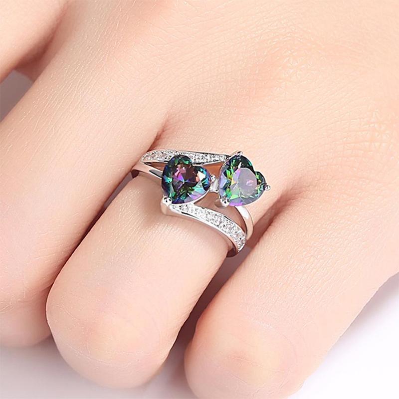 Double Heart Zircon Ring