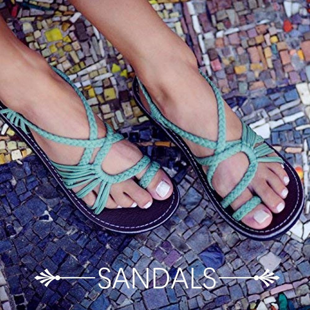 Palm Leaf Flat Sandals for Women, 1 Pair