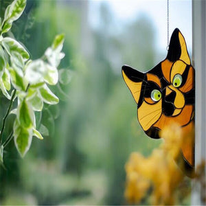 🔥Hot Sale-😻Handmade Stain Cat Suncatcher For Window