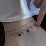 Crystal Encrusted Anklet with Diamond Fringes