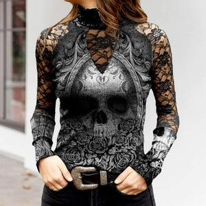 Lace Skull Print T-shirt