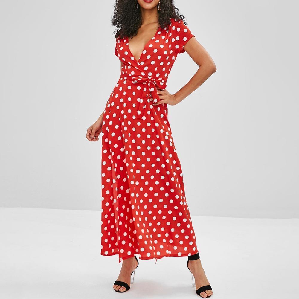 Belted Polka Dot Maxi Dress