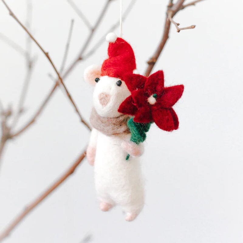 Felt Mouse and Pumpkin Ornament