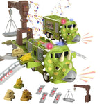 Dinosaur Transforming Engineering Truck Track Toy Set with Lights and Music