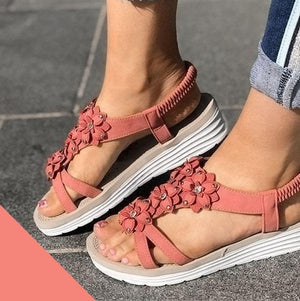 Women's Summer Flower Wedge Sandals