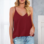 V-Neck Solid Color Sleeveless Sling