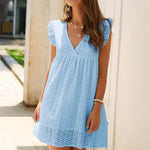 Summer Lace Dress with Ruffled Sleeves