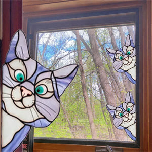 🔥Hot Sale-😻Handmade Stain Cat Suncatcher For Window