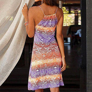 Womens Casual Print Sleeveless Short Sundress