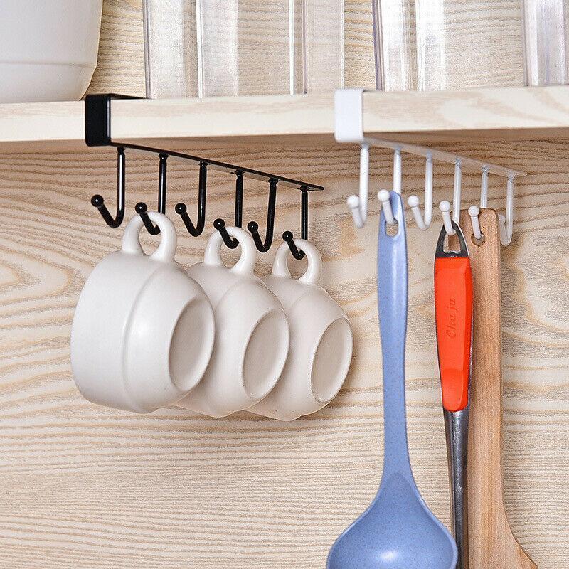 6 Hooks Under-Cabinet Hanger Rack