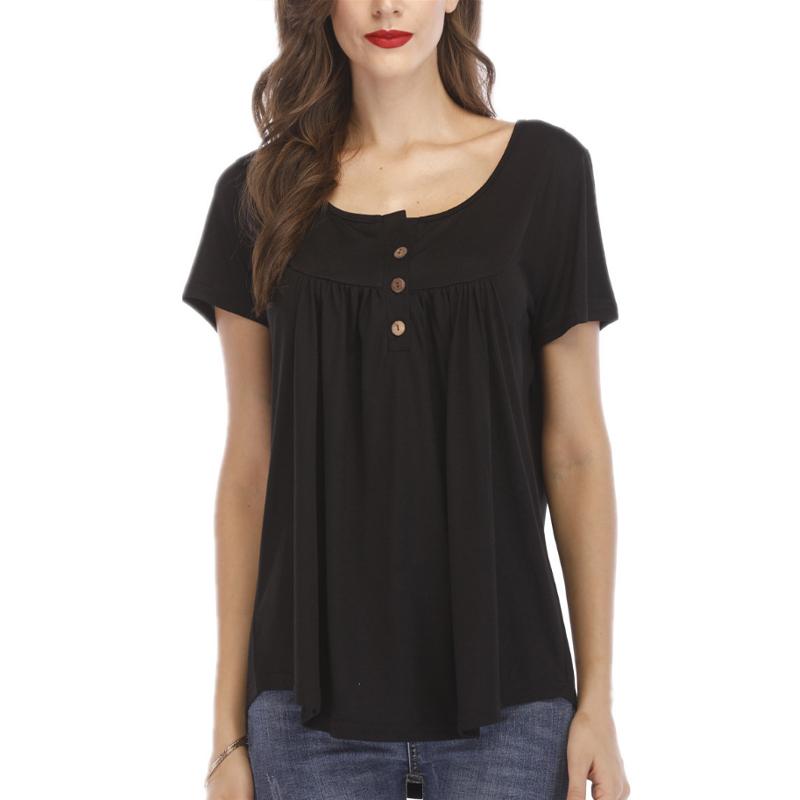 Casual Short Sleeve Button Top for Women