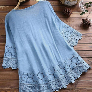 Fashion Lace Patchwork Bow Blouses for Women