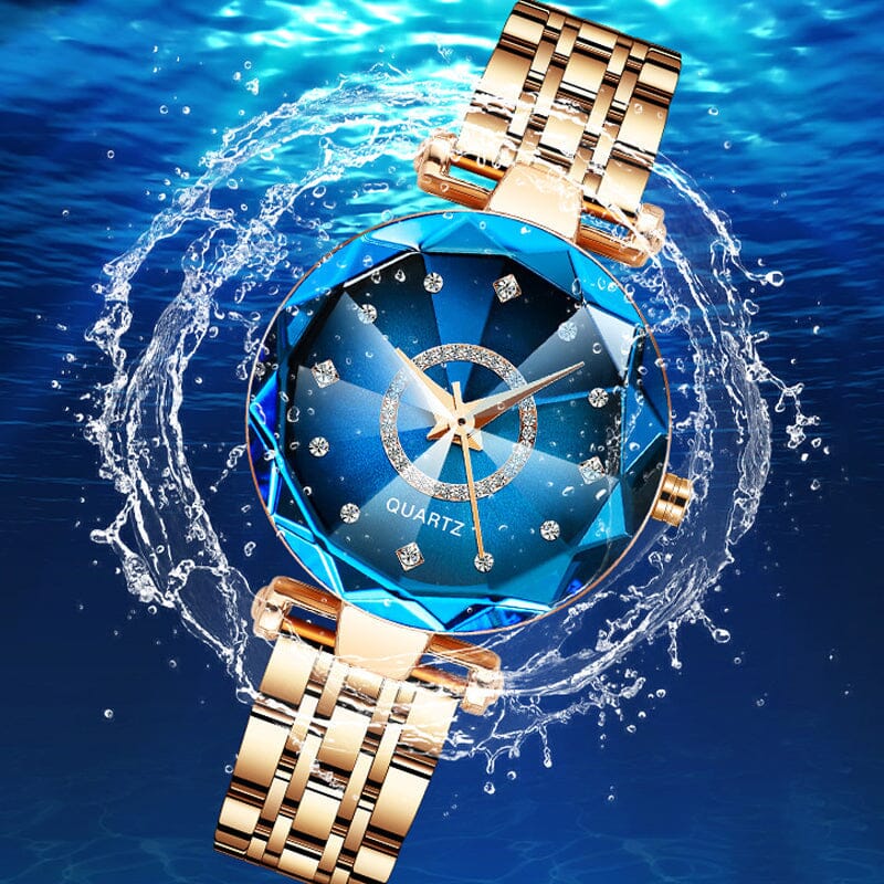 Starry Diamond Dial Ladies Waterproof Watch