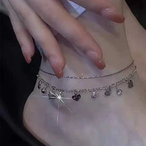 Crystal Encrusted Anklet with Diamond Fringes