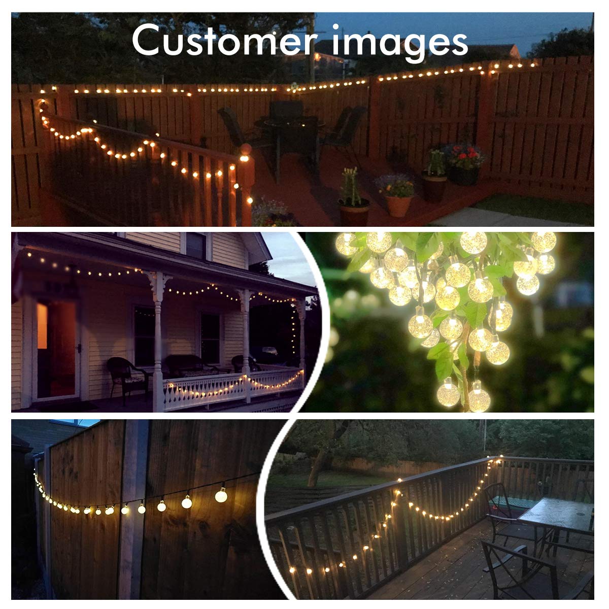 Solar-Powered Crystal Ball String Lights