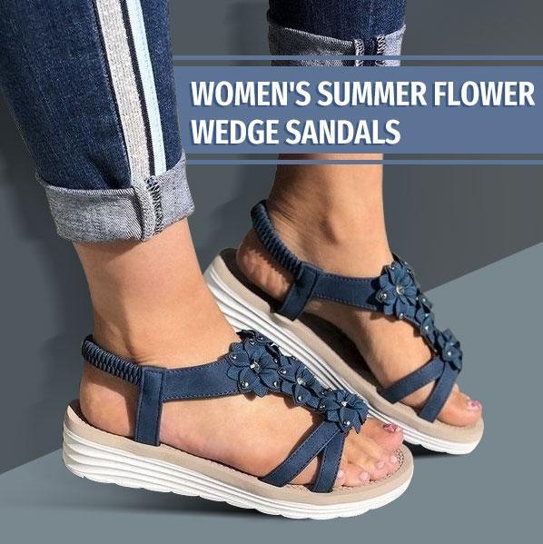 Women's Summer Flower Wedge Sandals