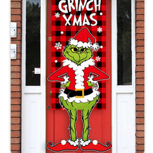 Christmas Decoration Hanging Grinch Faceless Doll Door Hanging Flag Garden Flag