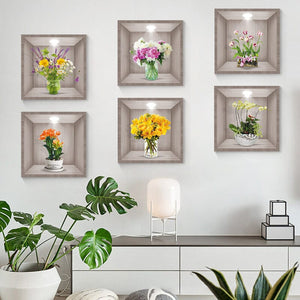 3D Flowers Vase Wall Sticker