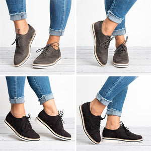 Women's flat suede casual shoes round toe