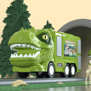 Dinosaur Transforming Engineering Truck Track Toy Set with Lights and Music