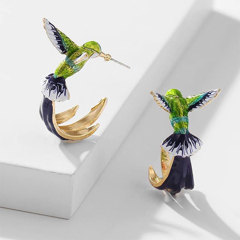 Hummingbird Shaped Drop Earrings