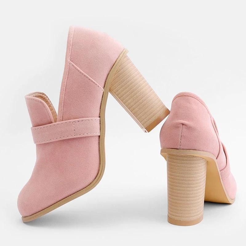 Women Fall Ankle Boots Middle Heel Shoes