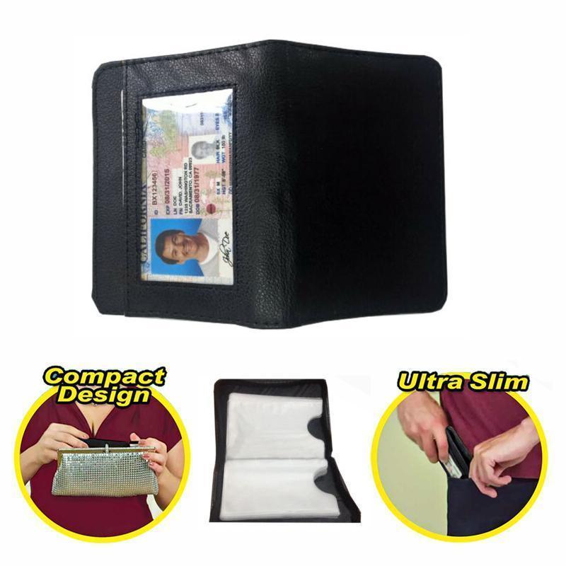 Black Leather Fraud Protector Card Case