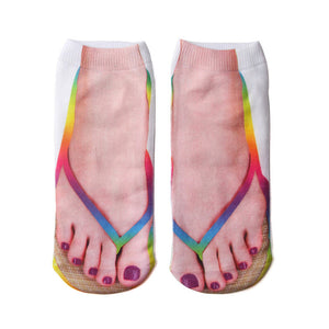 🔥Women Manicure Print Flip Flop Socks