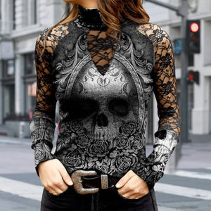 Lace Skull Print T-shirt