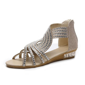 Roman Style Rhinestone Flat Sandals