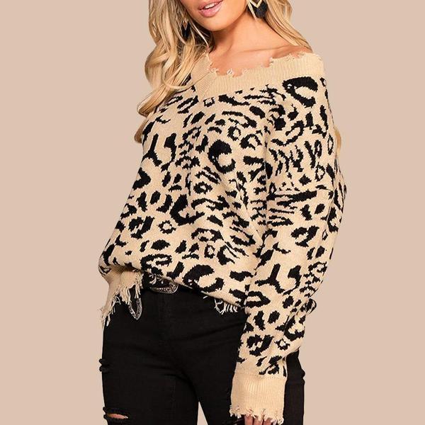 Leopard V-Neck Jumper of Distress