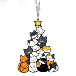 Cat Christmas Tree Suncatcher Ornament