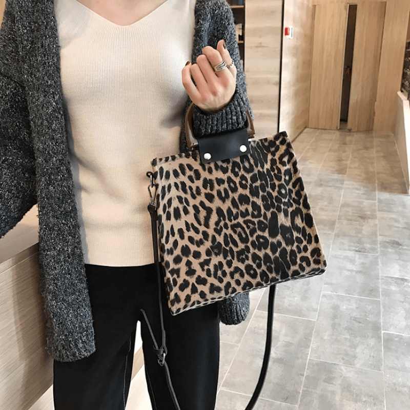 Women Leopard Luxury Handbags Designer With Handle Shoulder Bag