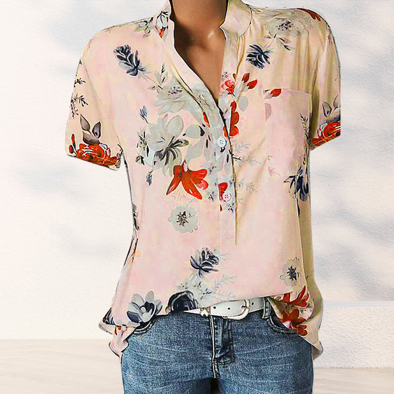 Floral pattern pocket shirt