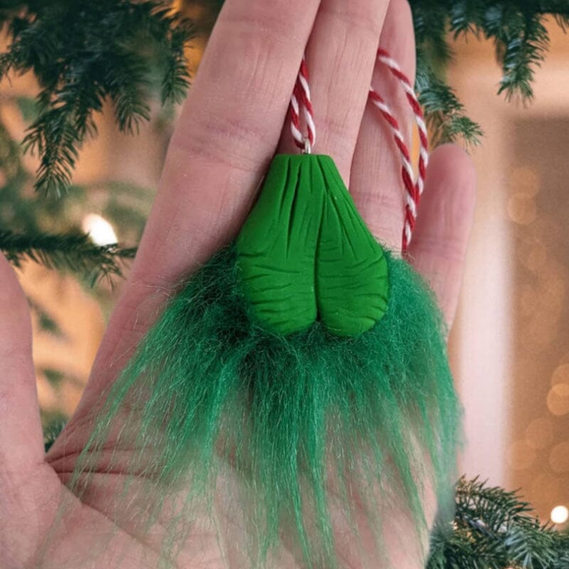 HAIRY GRINCHY BALL CHRISTMAS ORNAMENT