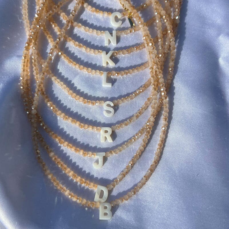 Beaded Shell Letter Necklace