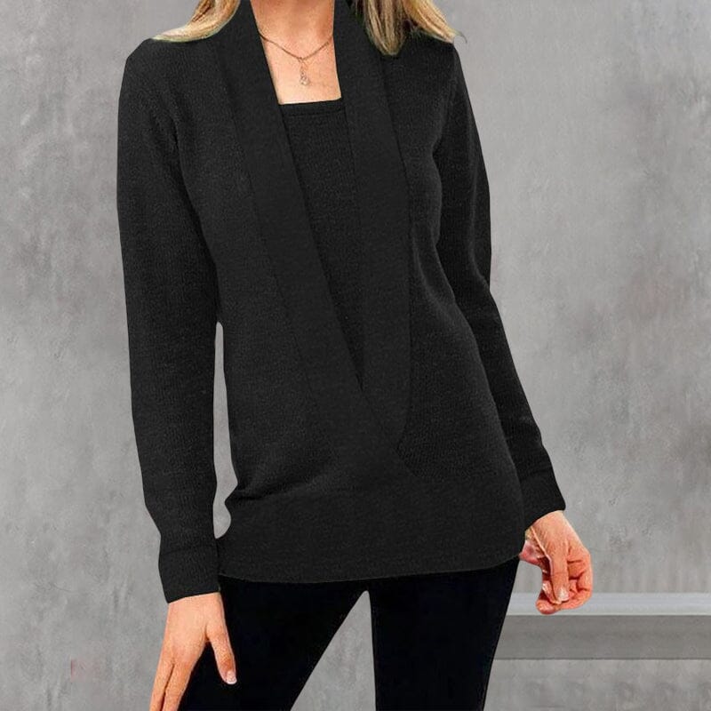 Women's V Neck Long Sleeve Knit Sweater