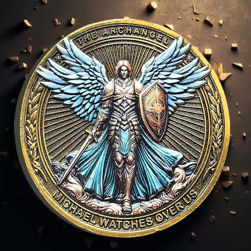 The Archangel Michael Watches Over Us Challenge Coin