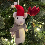 Felt Mouse and Pumpkin Ornament