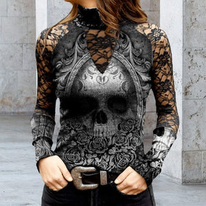 Lace Skull Print T-shirt