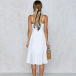 Spaghetti Strap Knitted Front Cutout Button Dress