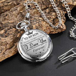 To My Son Quartz Pocket Chain Watch